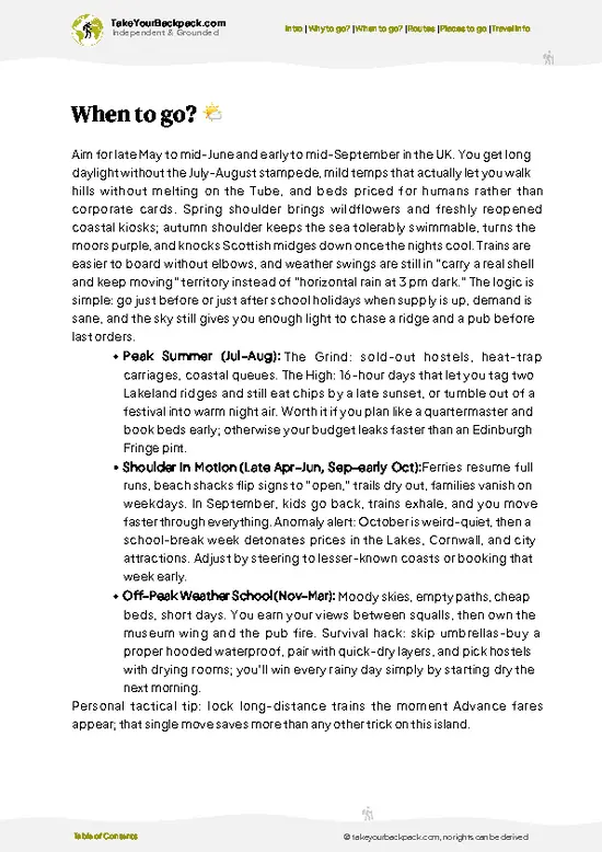 example page 3 from our offline Travel Guide for United Kingdom